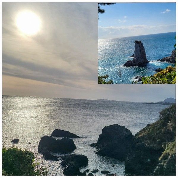 [올레7코스에 마주한 '외돌개' 사진 = 김영통 기자 제공]